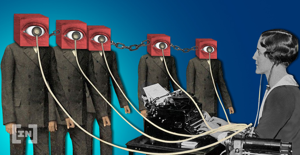 Blockchain repräsentiert durch Menschen mit eckigen Köpfen