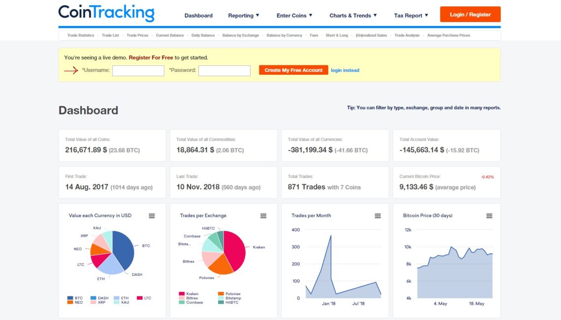 CoinTracking Dashboard