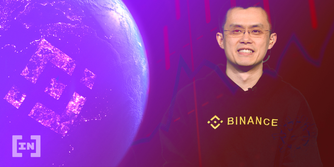 Binance CEO CZ vor einer Weltkugel mit Binance Logo