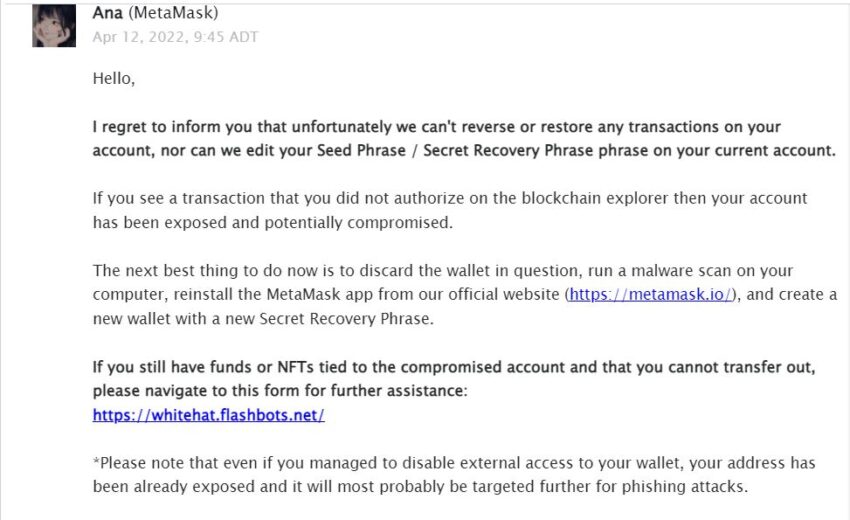 Krypto Antwort auf Mail 
Scamversuch