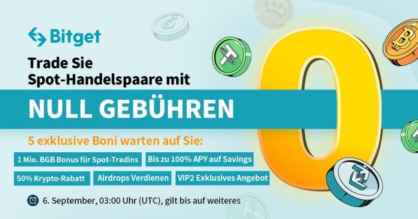 Bitget launcht eine Sonderaktion mit Null Handelsgebühren und einem Preispool von 1 Million BGB