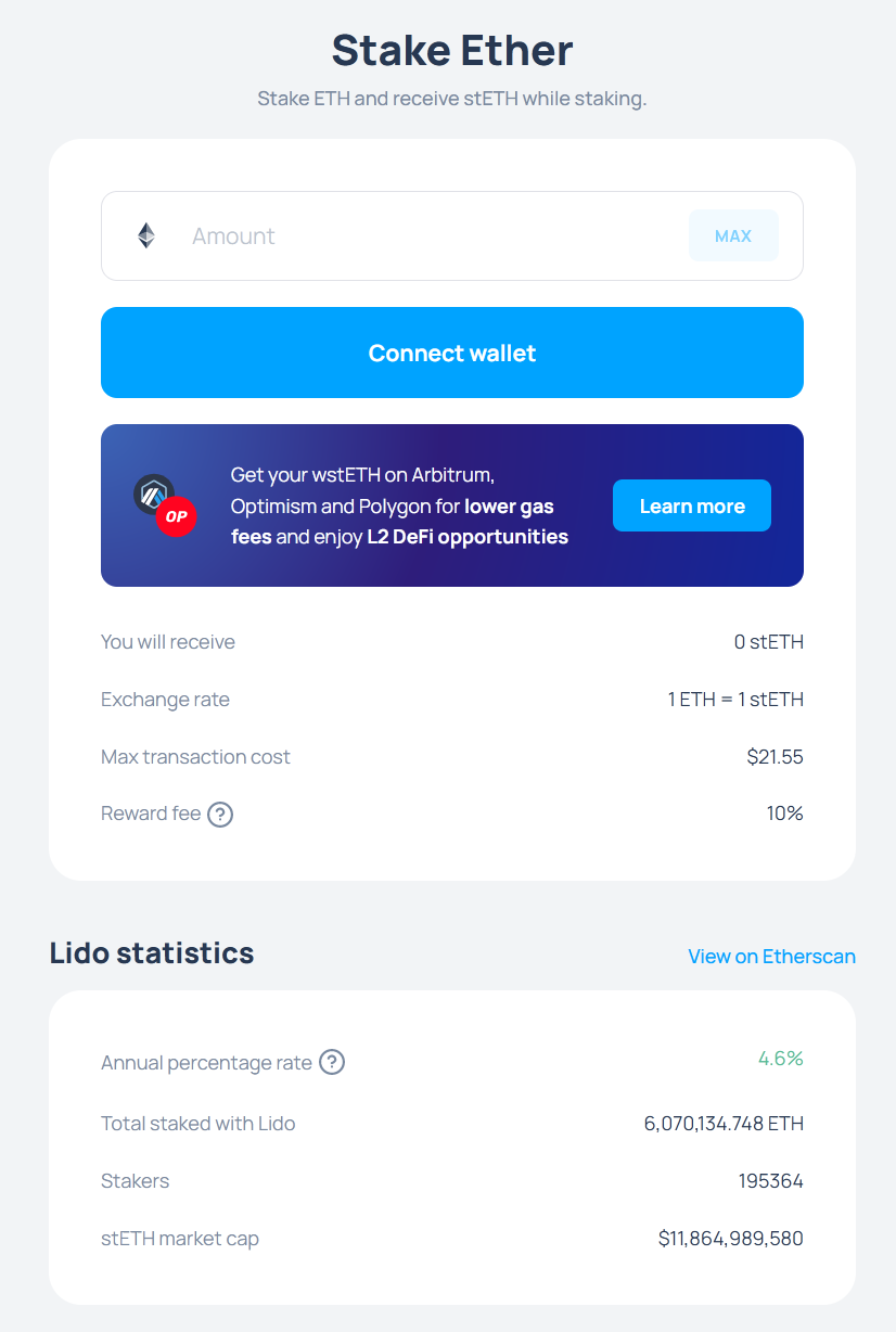 Lido Finance ETH Staking DApp
