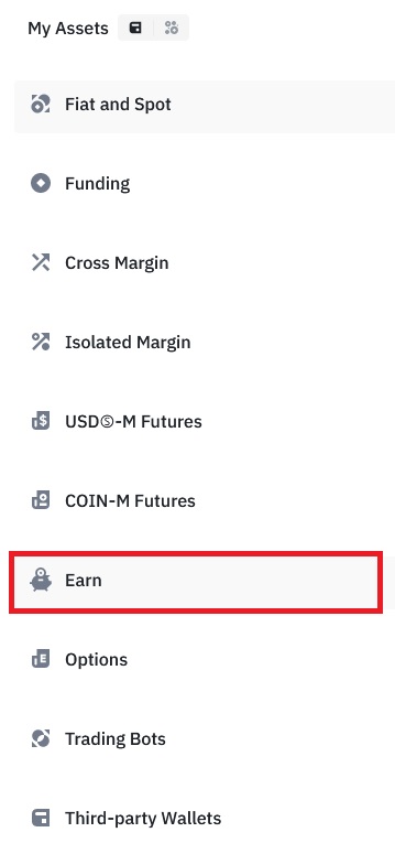 Binance Earn Coins einsehen