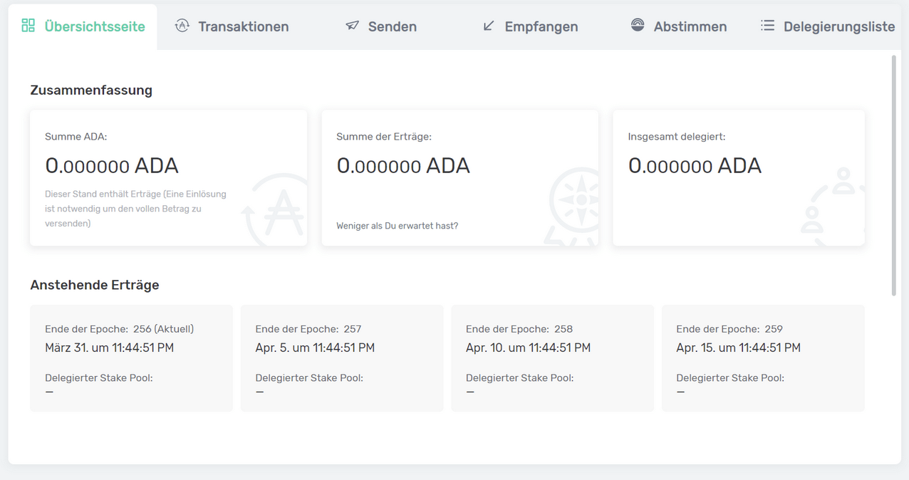 Yoroi Wallet Ansicht