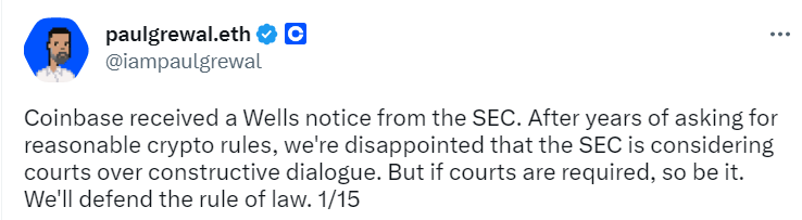Coinbase SEC Rechtsstreit