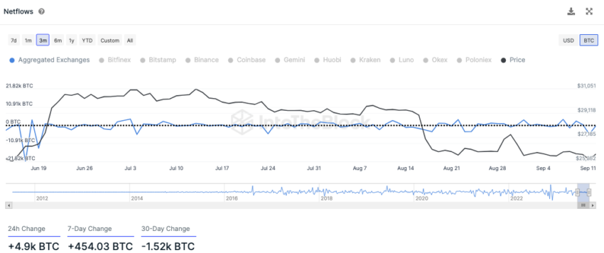 Netflows Exchanges von IntoTheBlock