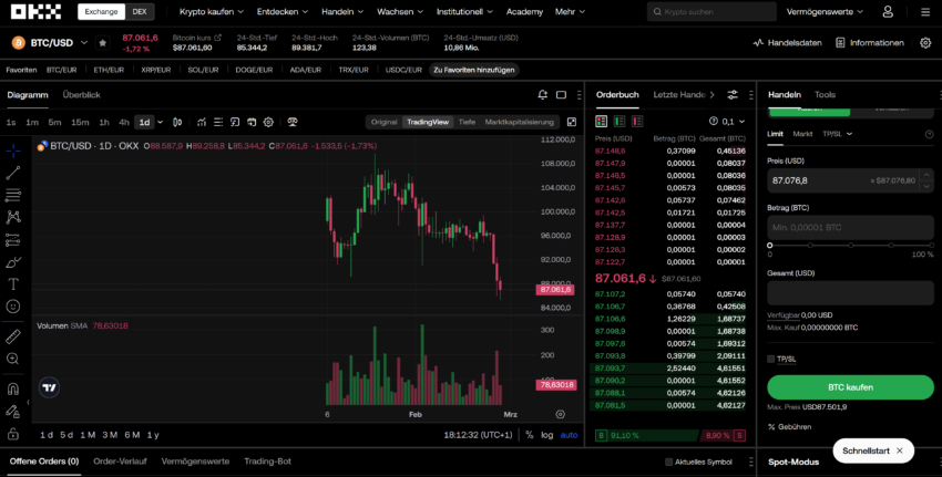 Trading Interface oKX
