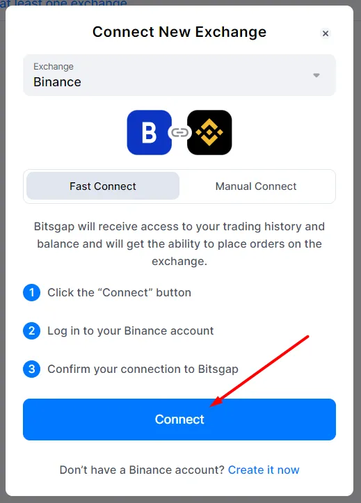 Bitsgap Börse verbinden