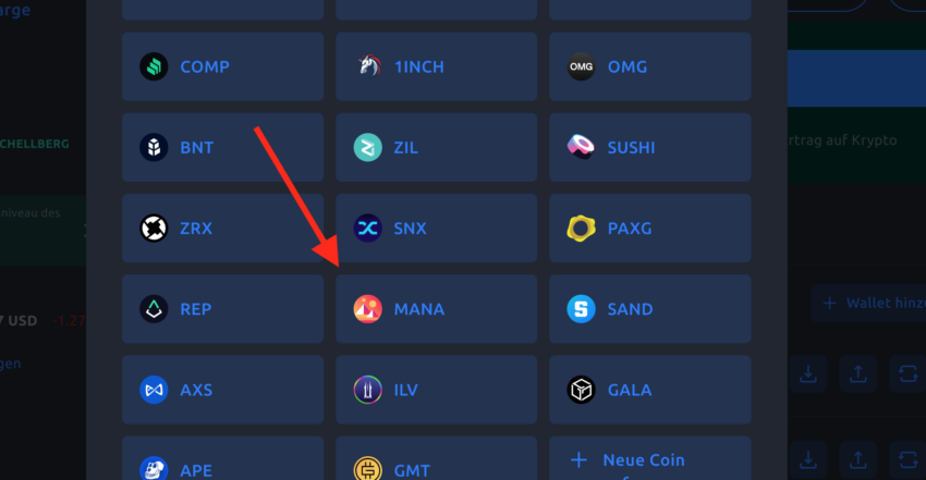 Coin Auswahl MANA