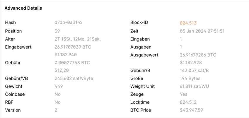 Bitcoin Transaktion an Satoshi Nakamoto
