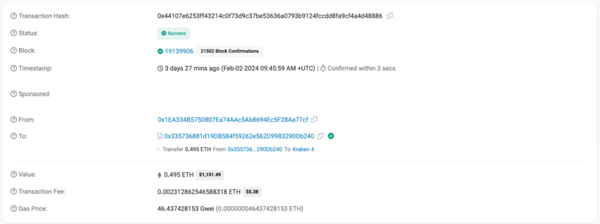 Transaktion ETHScan