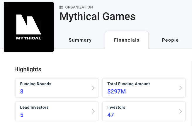 Finanzen von Mythical Games