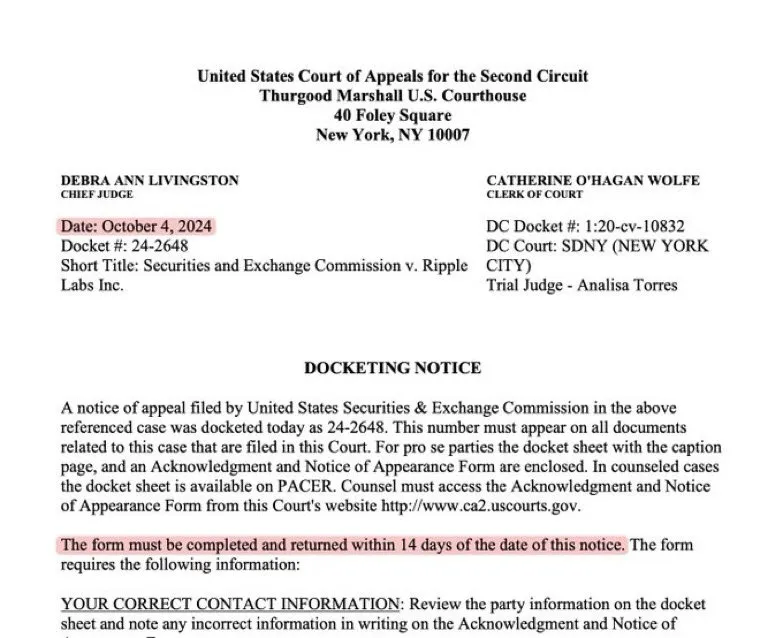SEC Berufung in Ripple-Fall