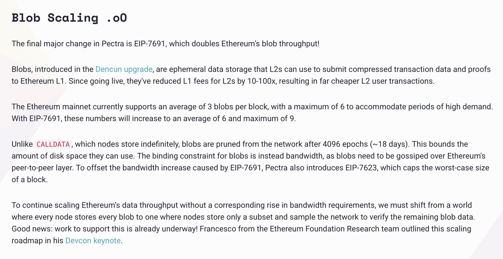 Blob-Skalierung. Quelle: Ethereum Foundation Blog