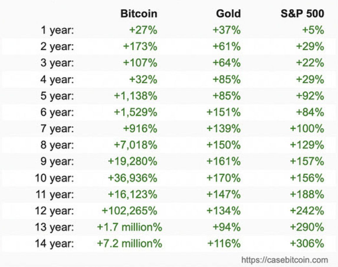 Bitcoin, Gold, S&P500 Performance. Quelle: Casebitcoin