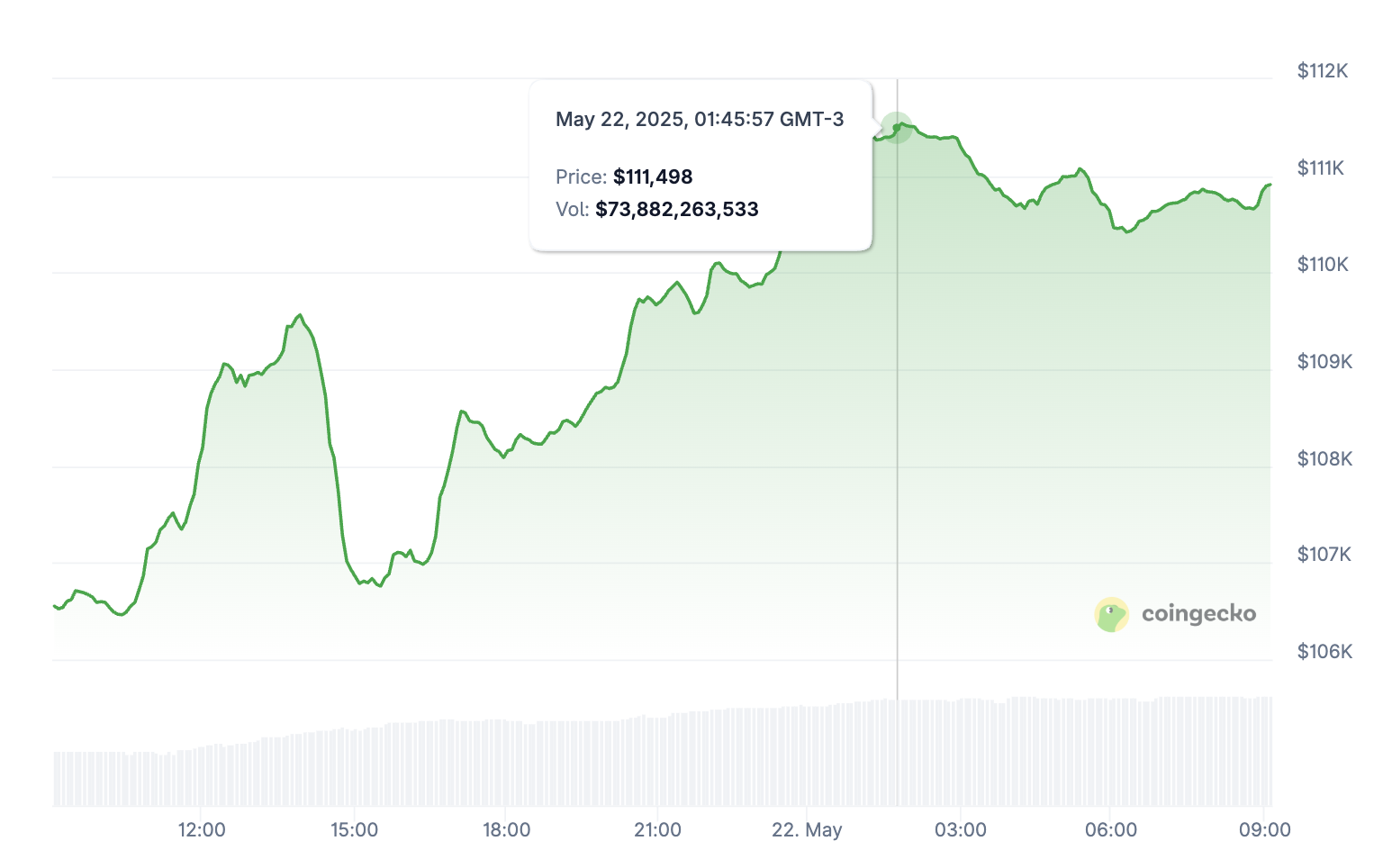 BTC-Kurs (Letzte 24 Stunden).