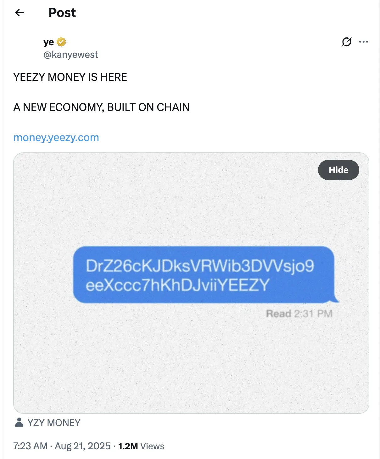 YZY Token Einführung